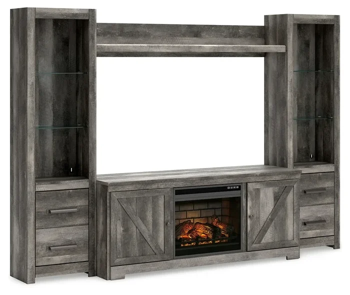4-Piece Entertainment Center With Electric Fireplace