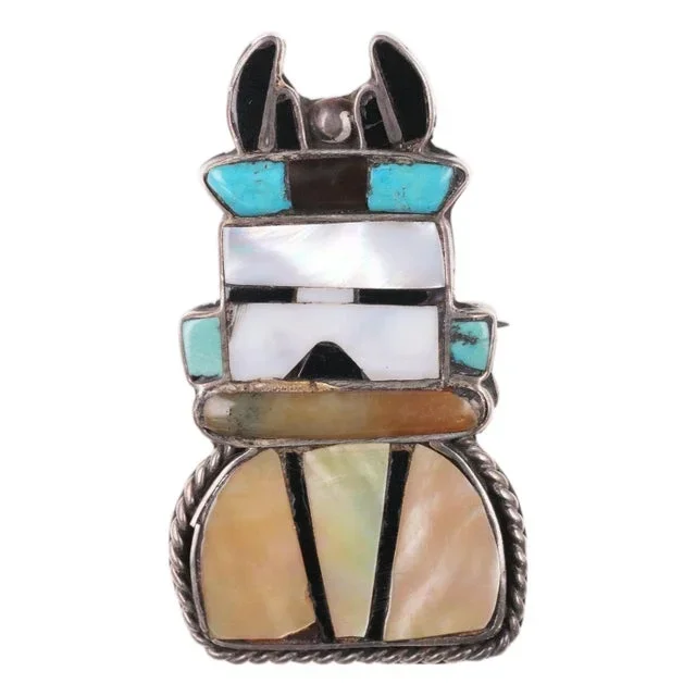 40’s-50’s Zuni Multi-stone Channel inlay brooch pin