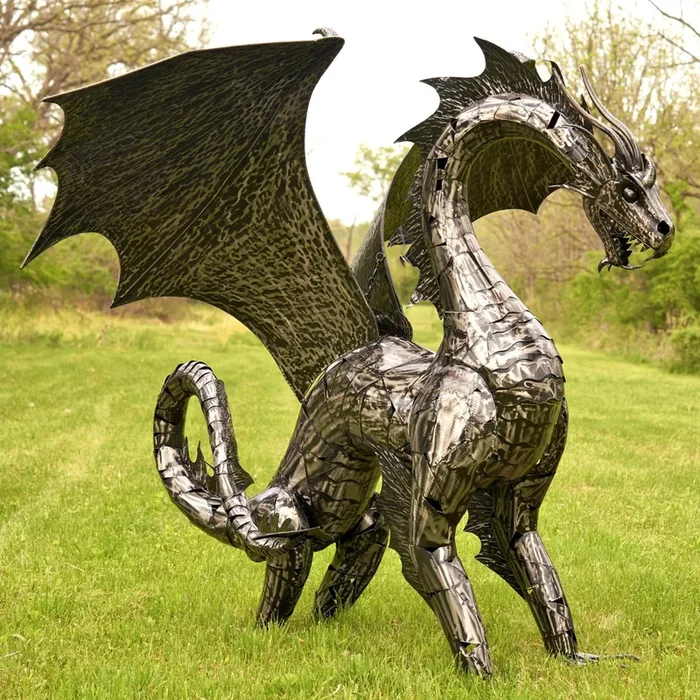 6 Feet Tall Large Metal Dragon Statue “Angry Ira”