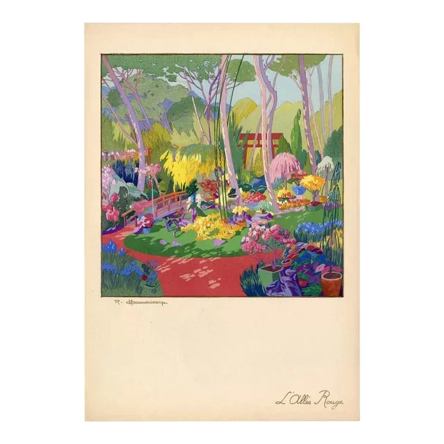 “L’allee Rouge” Original Pochoir C. 1919