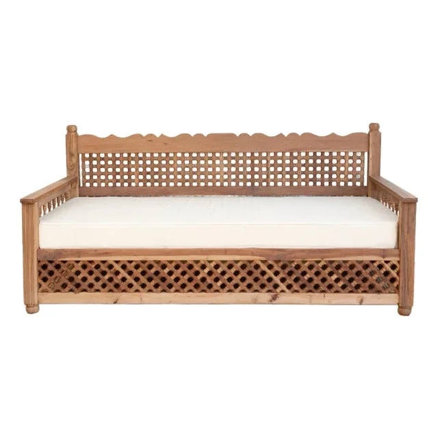 84″ Long Reclaimed Moroccan Teak Mousharabi Daybed