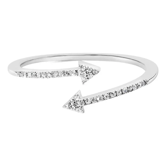 .925 Sterling Silver 1/5 Cttw Diamond Double Arrowhead Open Ring (I-J Color, I2-I3 Clarity) – Ring Size 5