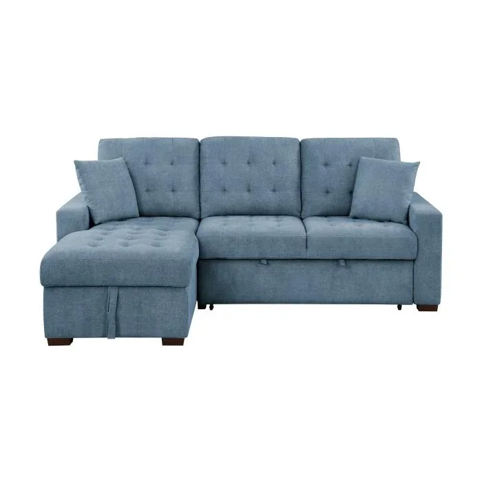 9816BU*2LCRL – (2)2-Piece Sectional with Left Chaise, Pull-out Bed and Hidden Storage