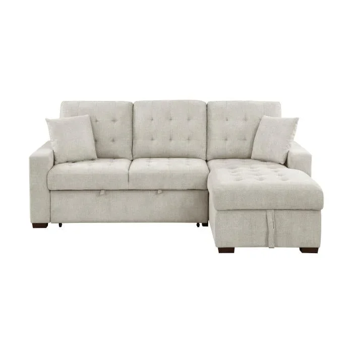 9816SN*2LLRC – (2)2-Piece Sectional with Right Chaise, Pull-out Bed and Hidden Storage