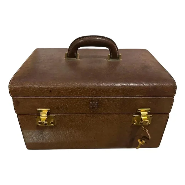 A 1970s Elegant Brown Leather Beauty Case by Gucci