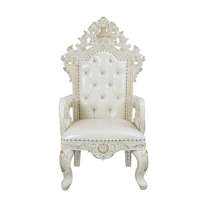 ACME Adara White PU & Antique White Finish Dining Chair Model DN01231