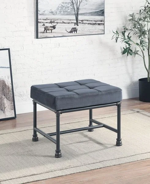 ACME Brantley Gray Velvet & Sandy Gray Finish Ottoman Model AC00427