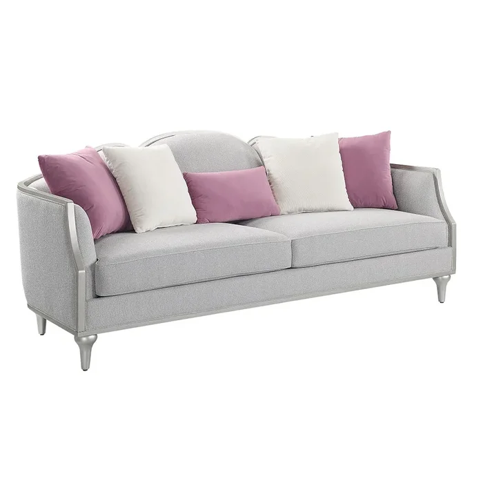 ACME Dresden PU & Bone White Finish Dresden Chaise Model LV01499