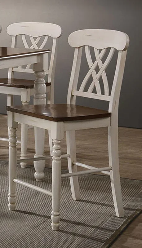 Acme Furniture Dylan Counter Chair in Buttermilk and Oak (Set of 2) 70432