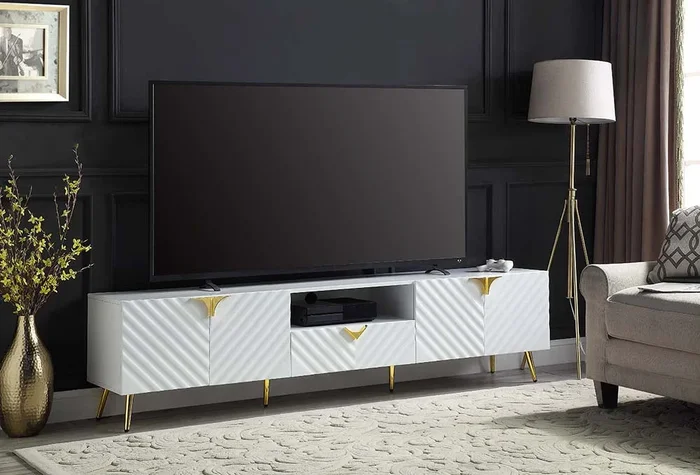 ACME Gaines White High Gloss Finish TV Stand Model LV01138