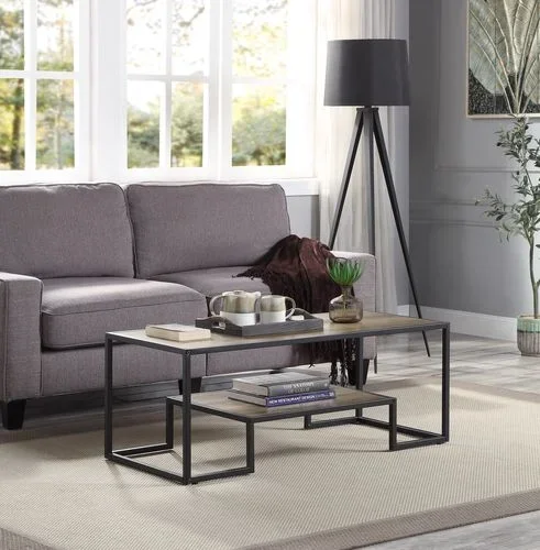 ACME Idella Rustic Oak & Black Finish Accent Table Model LV00324