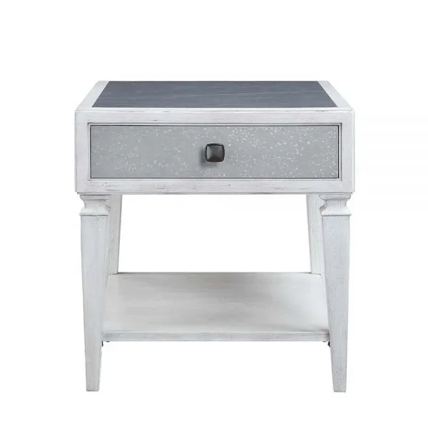 ACME Katia Rustic Gray & Weathered White Finish End Table Model LV01053
