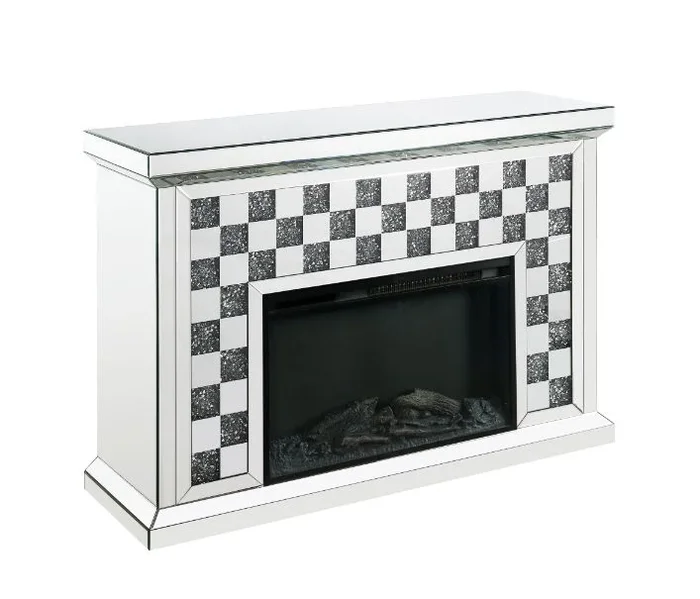 ACME Noralie Mirrored & Faux Diamonds Fireplace Model 90872