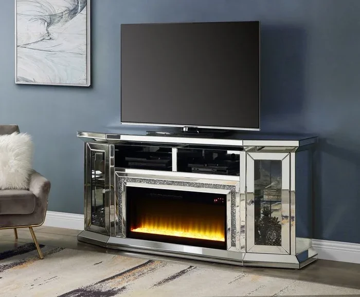 ACME Noralie Mirrored & Faux Diamonds TV Stand Model AC00517