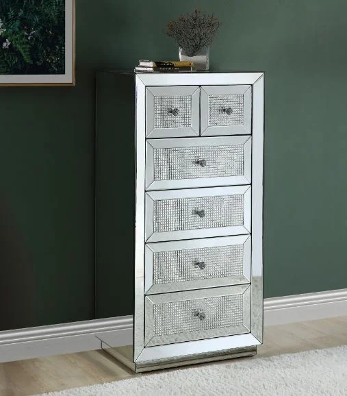 ACME Ornat Mirrored & Faux Diamonds Inlay Cabinet Model 97949