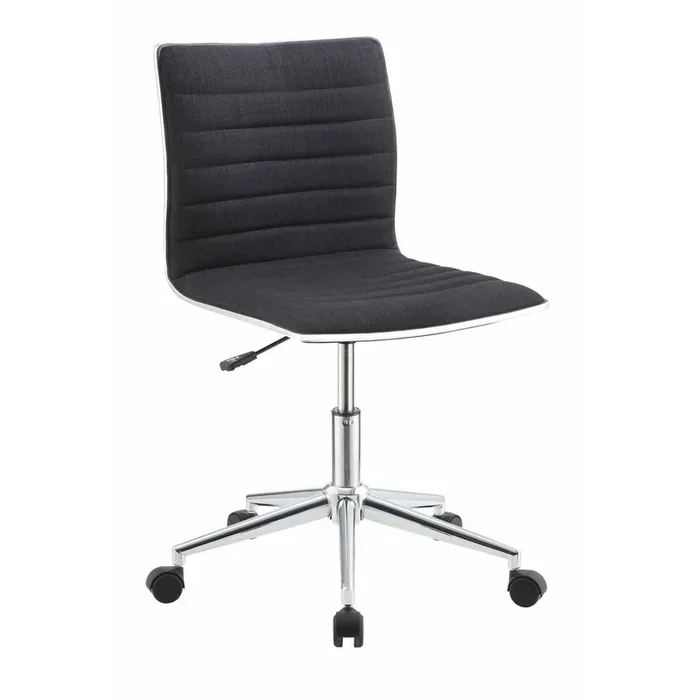 Adjustable Height Office Chair – Black Fabric And Chrome