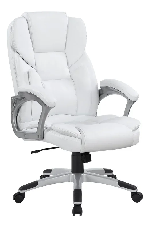 Adjustable Height Office Chair – White And Silver