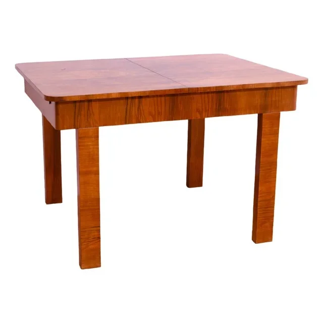 Adjustable Walnut Dining Table, Czechoslovakia, 1930s