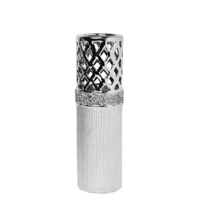 ADLEY 14″ Diamond Glam Vase Silver