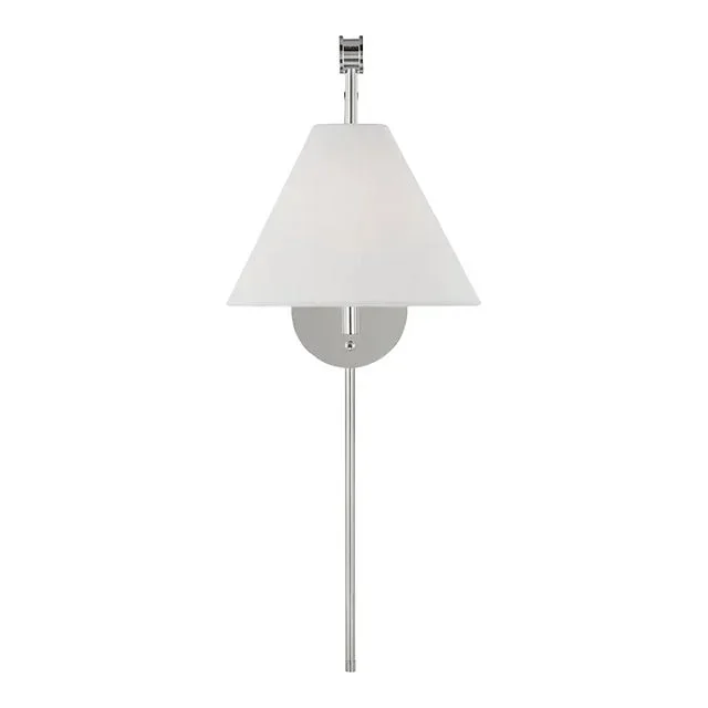 AERIN By Visual Comfort Studio Remy 1-Light Medium Sconce in Polished Nickel with Rattan Accent