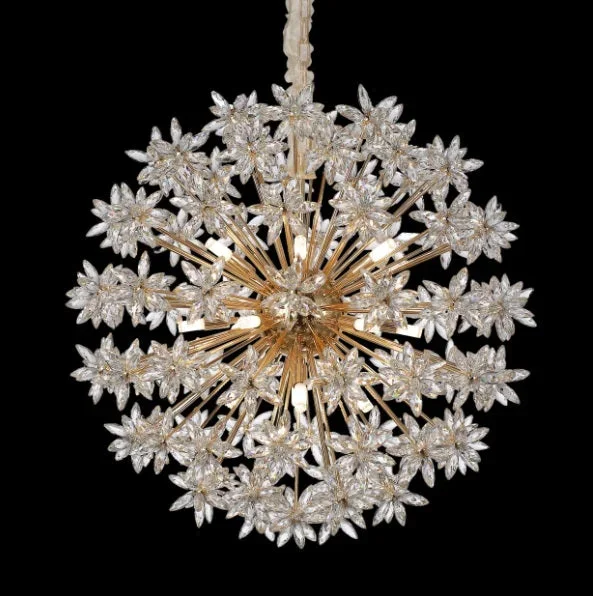 AICO Furniture Lighting Bouquet 18 Light Round Chandelier in Gold