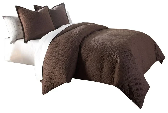 AICO Leigh 3-pc King Coverlet/Duvet Set in Cocoa