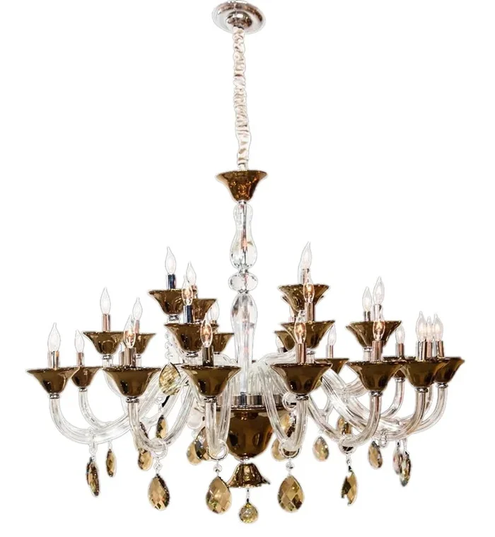 Aico Lighting Rundale 28 Light Chandelier in Clear and Chrome