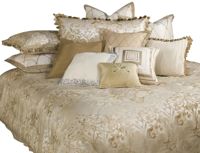 AICO Luxembourg 12-pc Queen Comforter Set in Crème