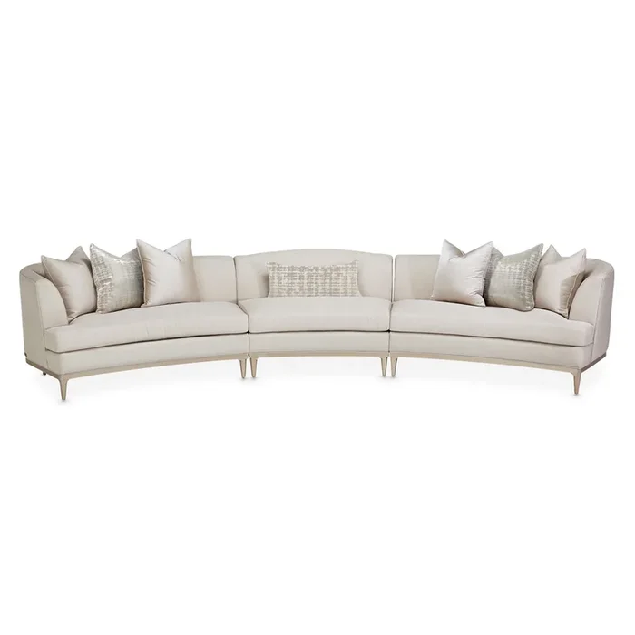 AICO Malibu Crest 3-Piece Sofa Sectional in Pearl Chardonnay