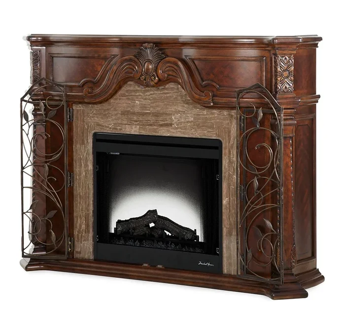 AICO Windsor Court Fireplace without Insert in Vintage Fruitwood