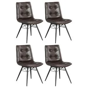 Aiken Upholstered Dining Side Chair Brown (set of 4)