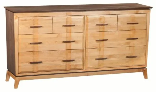 Alder & Walnut Wood Addison 70 Wide Low Dresser in Duet Finish