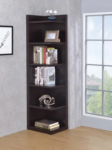 Alder 71-inch 6-shelf Corner Bookcase Cappuccino / CS-800270