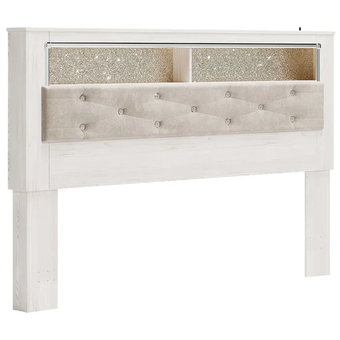 Altyra – White – King Uph Panel Bookcase Hdbd