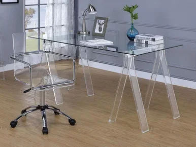 Amaturo 59-inch Glass Top Acrylic Writing Desk Clear / CS-801535