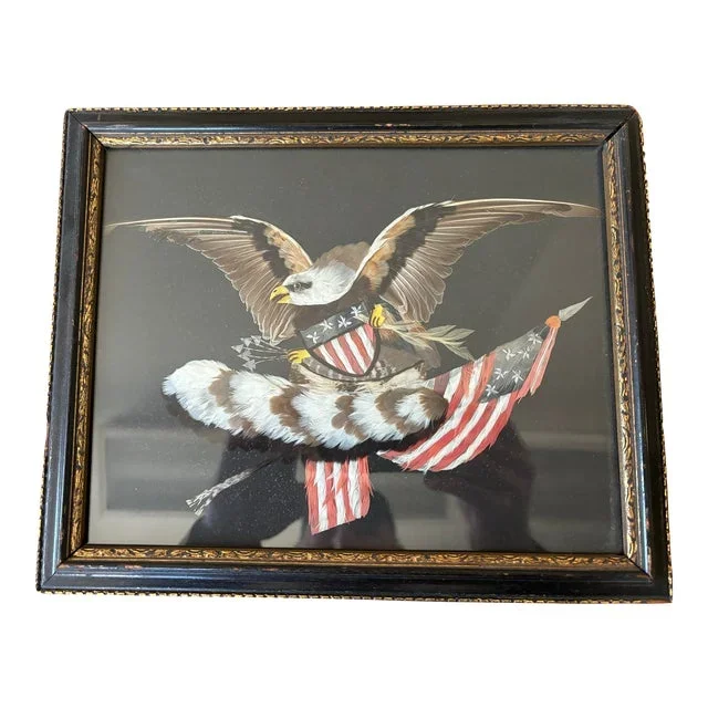American Eagle Coat of Arms Made of Feathers, 19th Century