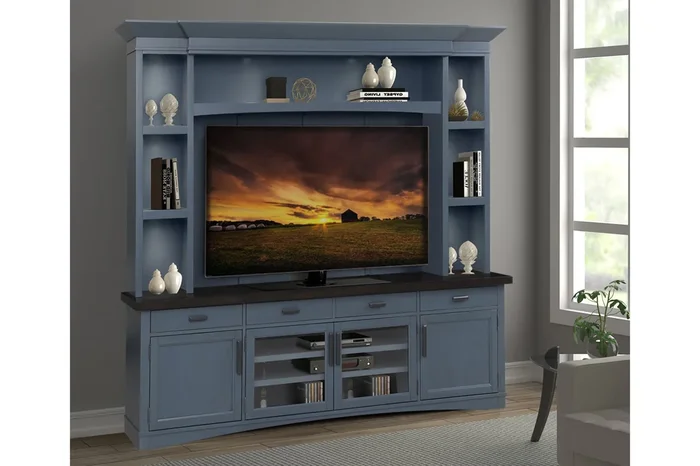 Americana 4 Piece Entertainment Center in Blue