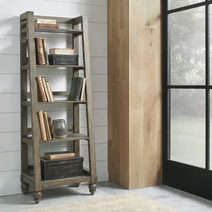 Americana Farmhouse – Wood Leaning Pier Bookcase – Light Brown