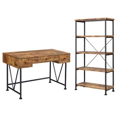 Analiese 2-piece Computer Desk Bookcase Set Rustic Nutmeg / CS-801541-S2