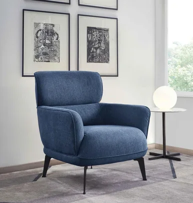 Andrea Upholstered Crecent Arm Accent Chair Blue / CS-903083