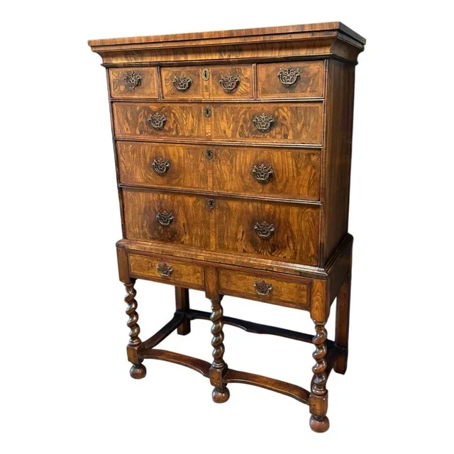 Antique Burl Walnut Chest, 18th Century