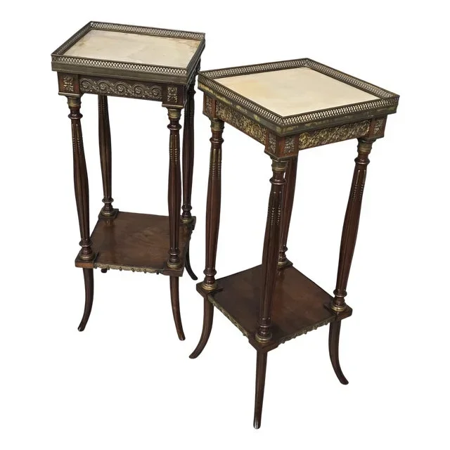 Antique French Marble Stands, 1880, Set of 2