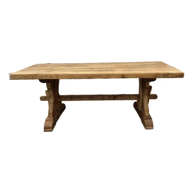 Antique French Oak Trestle Table C. 1860