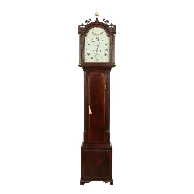 Antique Georgian Scottish Inlaid Mahogany Orkney Island Tall Case 8 Day Grandfather Clock 1810