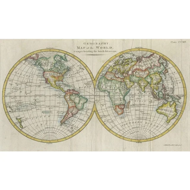 Antique Hemisphere Map of the Latest Discoveries