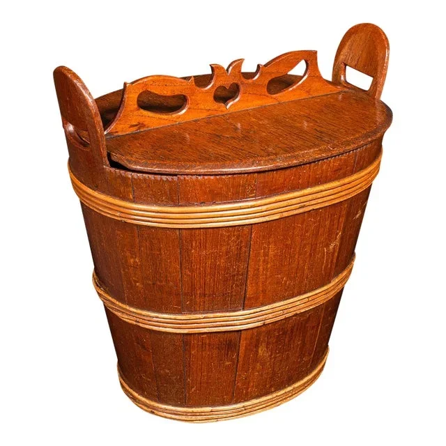 Antique Lidded Waste Bin, Georgian, Dutch, Oak, Fruitwood, Fireside Store c.1800