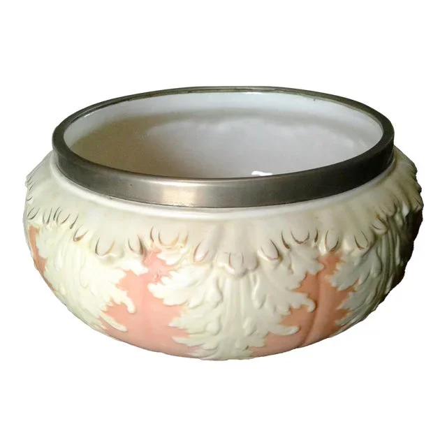 Antique Locke & Co. Worcester Shrub Hill Work England Blush Salad Bowl Plated Rim