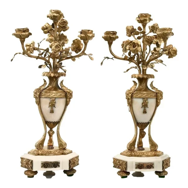 Antique Louis XVI Styled Candelabras Bronzed 19th Century – A Pair