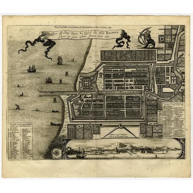 Antique Map of Batavia in Dutch East Indies, 1669
