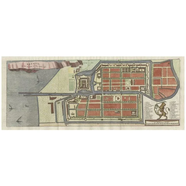 Antique Map of Batavia in Indonesia, 1782